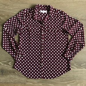 Ann Taylor Loft Acorn Utility Maroon Top Size Sm